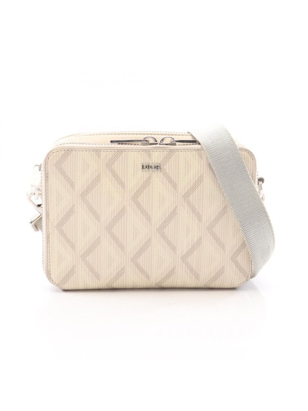 Dior Shoulder Bag Messenger Pouch CD Diamond Ivory Canvas Leather